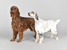 Two Cast Resin Studies of Setters to Include 1989 North Light Example, 30cms Wide