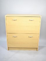 A Modern Two Shelf Shoe Cabinet with Pull Down Front, 75cm wide