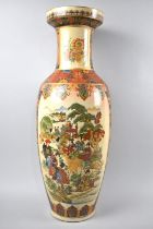 A Modern Oriental Printed Vase Decorated with Figures, Deer and Pagoda, 60cms High