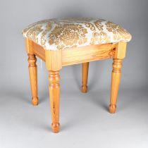 A Modern Pine Framed Rectangular Dressing Table Stool, 46cms Wide