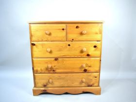 A Modern Pine Bedroom Chest of Two Short and Three Long Drawers, 90cm wide