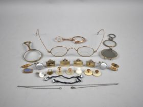 A Collection of Edwardian and Later Gentlemans Items to include Gold PLated Spectacles, Folding