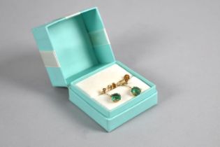 A Pair of 9ct Gold Mounted and Green Paste Stone Screw Back Earrings, 1.3gms