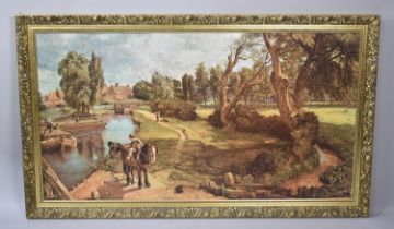 A Large Gilt Framed Print after Constable, 108x58cms