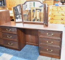 A G Plan Mahogany Kneehole Dressing Table with Triple Mirror and Stool, 154cm wide