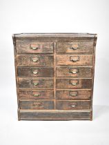 An Edwardian Globe Wernicke Twelve Drawer Base Unit, 70cms Wide and 35cms Deep and 79.5cms High