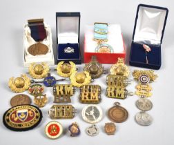 A Collection of Various Military Badges, Masonic Badges, Etc