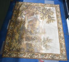 A French Panneaux Gobelins Wall Hanging Tapestry of Continental Landscape with Figures and Sheep,
