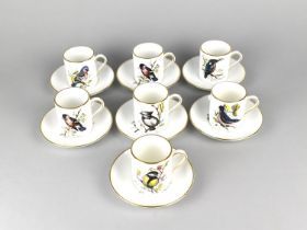 A Hammersley China Coffee Set for Seven Decorated with Birds