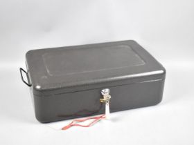 A Modern Metal Two handled Strong Box with Key, 40cms Wide