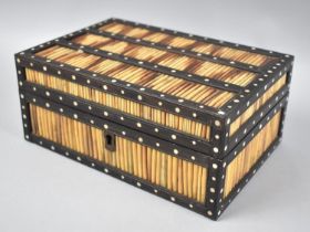 An Edwardian Indian Porcupine Quill Box with Bone Disc Inlay, 20cms Wide