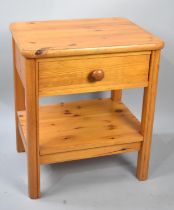 A Modern Pine Bedside Table with Single Top Drawer and Stretcher Shelf, 51.5cms Wide