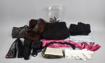 A Collection of Various Ladies Evening Bags, Gloves, Belts Etc