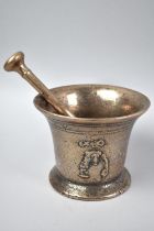 An Early Polished Bronze Pestle and Mortar Decorated in Relief with Portrait of King Charles II, 13.