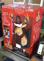 A Wall Hanging Christmas Decoration, Christmas Singing Stag Animated Trophy