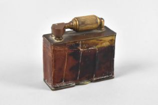 A Vintage McMurdo Leather Covered Brass Table Lighter, Condition Issues, 7.5cms Wide