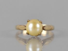 A Nice Quality 9ct Gold and Pearl Ladies Dress Ring, Central Pearl Measuring 7mm Diameter and Raised