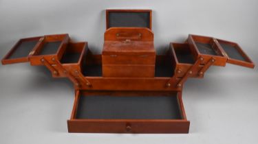 A Mid 20th Century Cantilevered Sewing Box, Condition issues to Veneer, 45.5cms Wide