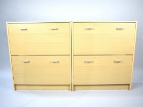 A Pair of Modern Two Section Shoe Cabinets with Pull Front Stores, 75cms Wide