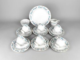 A Floral Trim Decorated Tea Set to Comprise Six Cups, Saucers, Side Plates, Milk Jug and Sugar Bowl