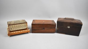 A Mid 19th Century Mahogany Sarcophagus Shaped Tea Caddy for Full Restoration, a Mother of Pearl