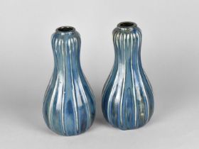 A Pair of Royal Doulton Lambeth (Francis Pope) Vases of Reeded Gourd Form, Shape No. 7934, Impressed