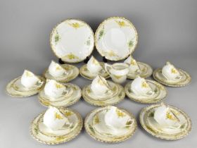 A Floral Decorated Edwardian Tea Set to Comprise Two Cake Plates, Eleven Cup, Twelve Saucers, Side