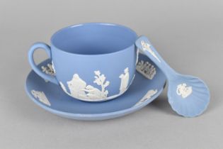 A Wedgwood Jasperware Cup and Saucer Together with a Wedgwood Jasperware Caddy Spoon