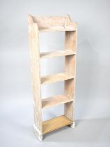 A Modern Limed Wood Five Shelf Galleried Open Bookcase, 33cms Wide