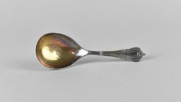 A Silver Caddy Spoon with Scrolled Handle and Plain Bowl by William Aitken, 10cm Long