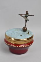 A Mid 20th Century Czechoslovakian Musical Rouge Pot With Cold Painted Bronze Ballerina Dancer to