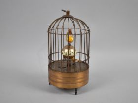 A Reproduction Automaton Bird Cage Clock, Movement Needs a Little Attention, 18cms High