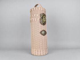 A Brass Mounted Wicker Bottle Carrier