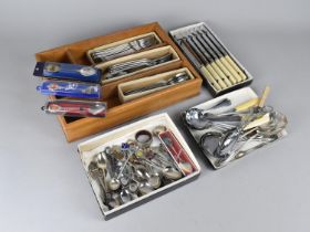 A Collection of Various Boxed and Loose Cutlery, Teaspoons, Souvenir Spoons Etc