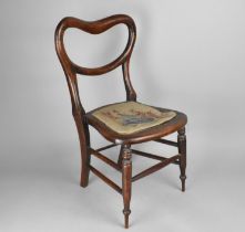 A Late 19th/Early 20th Century Rosewood Childs Chair, Cane Seat Replaced with Tapestry