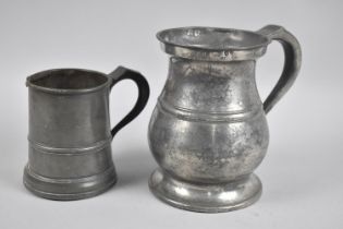 Two Victorian Pewter Measures, Larger with Stamped Top Rim, Smaller Engraved PG 1860