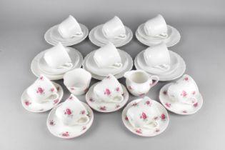 A Crown Staffordshire Sweetheart Rose Coffee Set to Comprise Six Cans, Six Saucers, Milk Jug and a