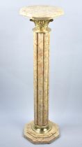 A Reproduction Marble and Gilt Brass Torchere Stand with Octagonal Base and Top and with Support,