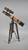 A Reproduction Tabletop Miniature Telescope on Tripod Stand as was Made by Kelvin and Hughes London,