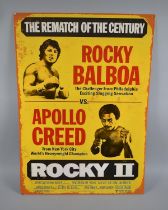 A Reproduction Printed Metal Poster for Rocky II, 50x75cms