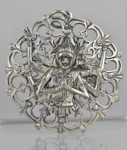 A Cast and Pierced Indian White Metal Pendant with Shiva Decoration, 6cm Diameter