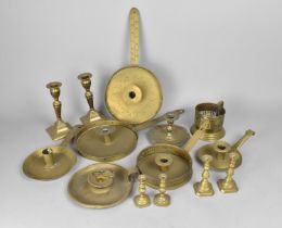 A Collection of 19th Century and Later Brass to Comprise Bed Chambersticks and Candlesticks etc (