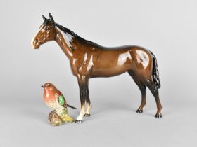 A Beswick Horse (Slight Nick to Ear) Together with a Beswick Robin