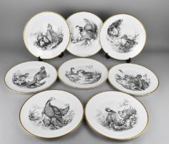 A Set of Eight Boehm Game Bird Series Plates with Gilt Trim, 27.5cm Diameter