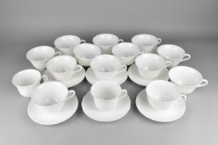 A Wedgwood White Glazed Tea Set to Comprise Twelve Cups of Wrythen Form and Eight Saucers Together