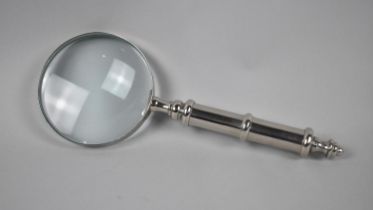 A Modern Silver Plated Desktop Magnifying Glass, 26.5cms Long