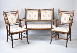 An Edwardian Three Piece Inlaid Salon Suite