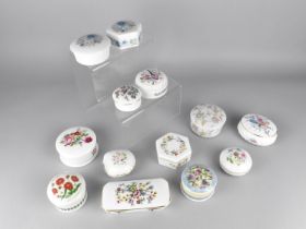 A Collection of Thirteen Ceramic Lidded Boxes to Include Examples by Wedgwood, Coalport etc