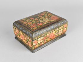 An Indian Lacquered Floral Decorated Kashmiri Box, 14cms Wide