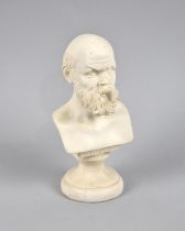 A Hand Carved Alabaster Bust of Socrates, 15cms High